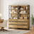 Aadam 2 PCS Modern 72" Tall Bookcase With 6 Drawers And Open Book Shelfs, Library Book Shelf With Storage Cabinet And Metal Base, Wood Freestanding Bookshelves-2041288527-2021504129