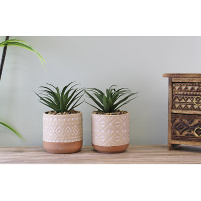 18cm Faux Succulent Plant in Ceramic Pot