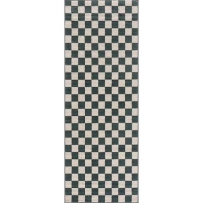 Chuby Checkered Machine Washable Cream / Off White / Green Area Rug