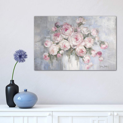 Peonies In White Vase by Debi Coules - Wrapped Canvas Painting