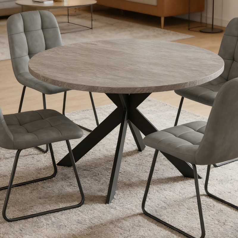Joevan 46'' Modern Round Kitchen Dining Table Set with 32.8"H Dining Chairs, Gray