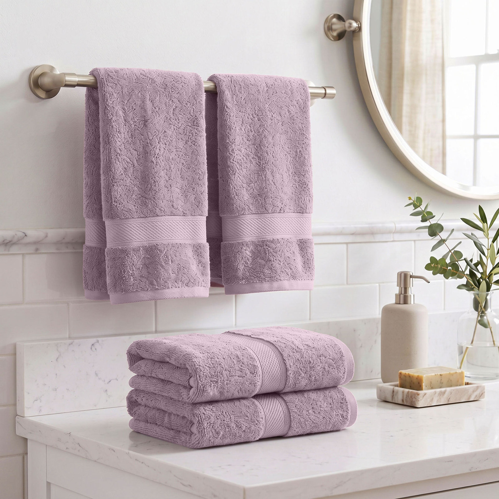 Egyptian Cotton Hand Towels, Purple
