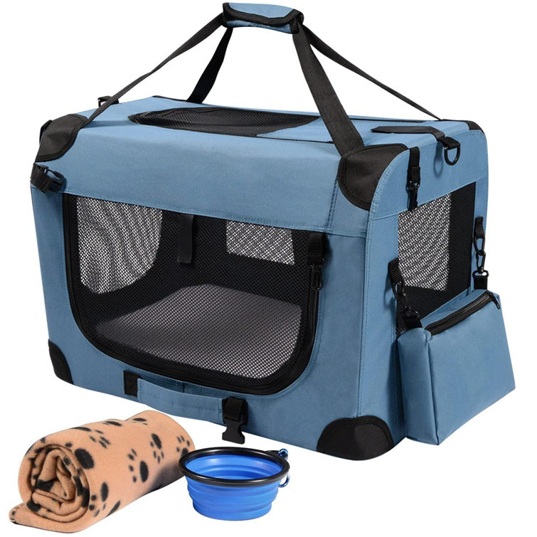 https://assets.wfcdn.com/im/46744141/resize-h755-w755%5Ecompr-r85/2500/250060056/Portable+Collapsible+Dog+Crate%2C+Travel+Dog+Crate+24X17x17+With+Soft+Warm+Blanket+And+Foldable+Bowl+For+Large+Cats+%26+Small+Dogs+Indoor+And+Outdoor.jpg
