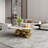 39.5 Round Coffee Table, Modern Coffee Table with Pandora Sintered Stone Tabletop and Three Gold Balls-1776060451