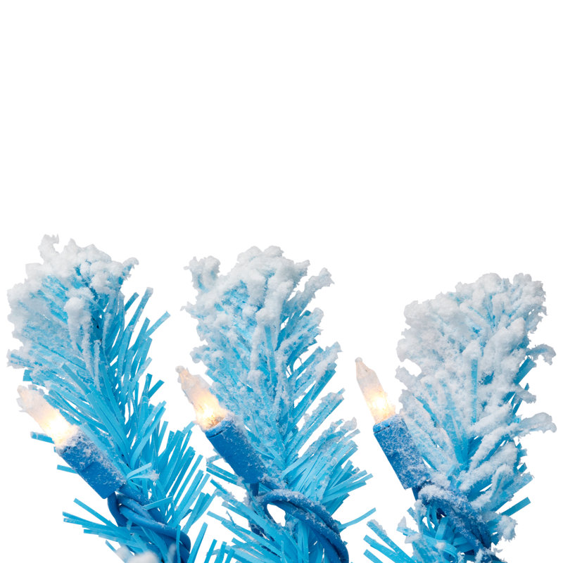Pre-Lit Artificial Flocked Pine Christmas Garland - 9' - Clear Lights, Sky Blue