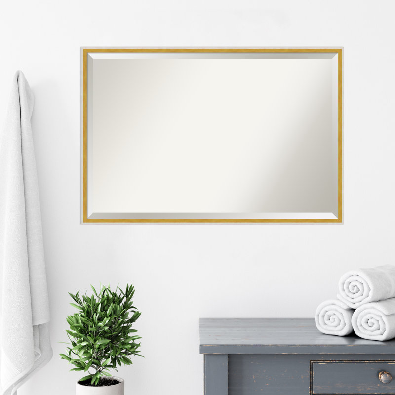 Miroir mural Jermani, Blanc / doré, Rectangle, 25 po x 37 po