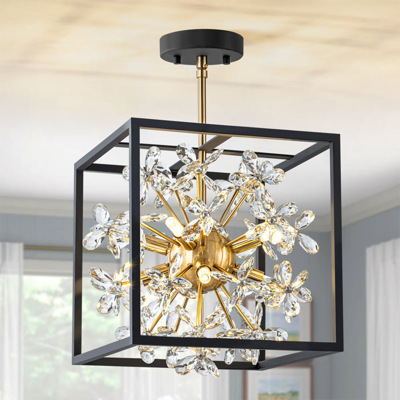 8 - Light Crystal Dimmable Semi Flush Mount