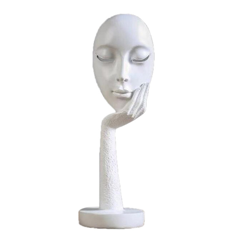 Adsett Face Sculpture, White, 37cm H x 11.5cm W x 11.5cm D