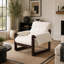 Chaise d'appoint en chenille avec siège rembourré, accoudoirs roulés et structure en bois-1833166676