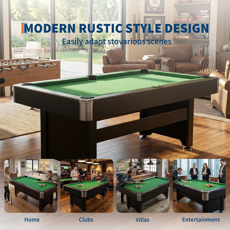 Table de billard et de ping-pong 6 pieds - Table multi-jeux 2-en-1 avec accessoires, structure durable pour les loisirs en famille et les salles de jeux