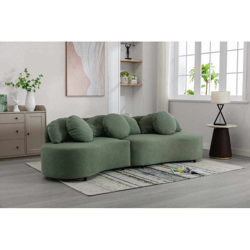 Velvet Sectional Symmetrical, Green Velvet