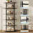 6 Tier Industrial Bookshelf, 71 Inch Tall Narrow Bookcase with Iron Frames, Compact Open Display Shelving Unit-2041772037