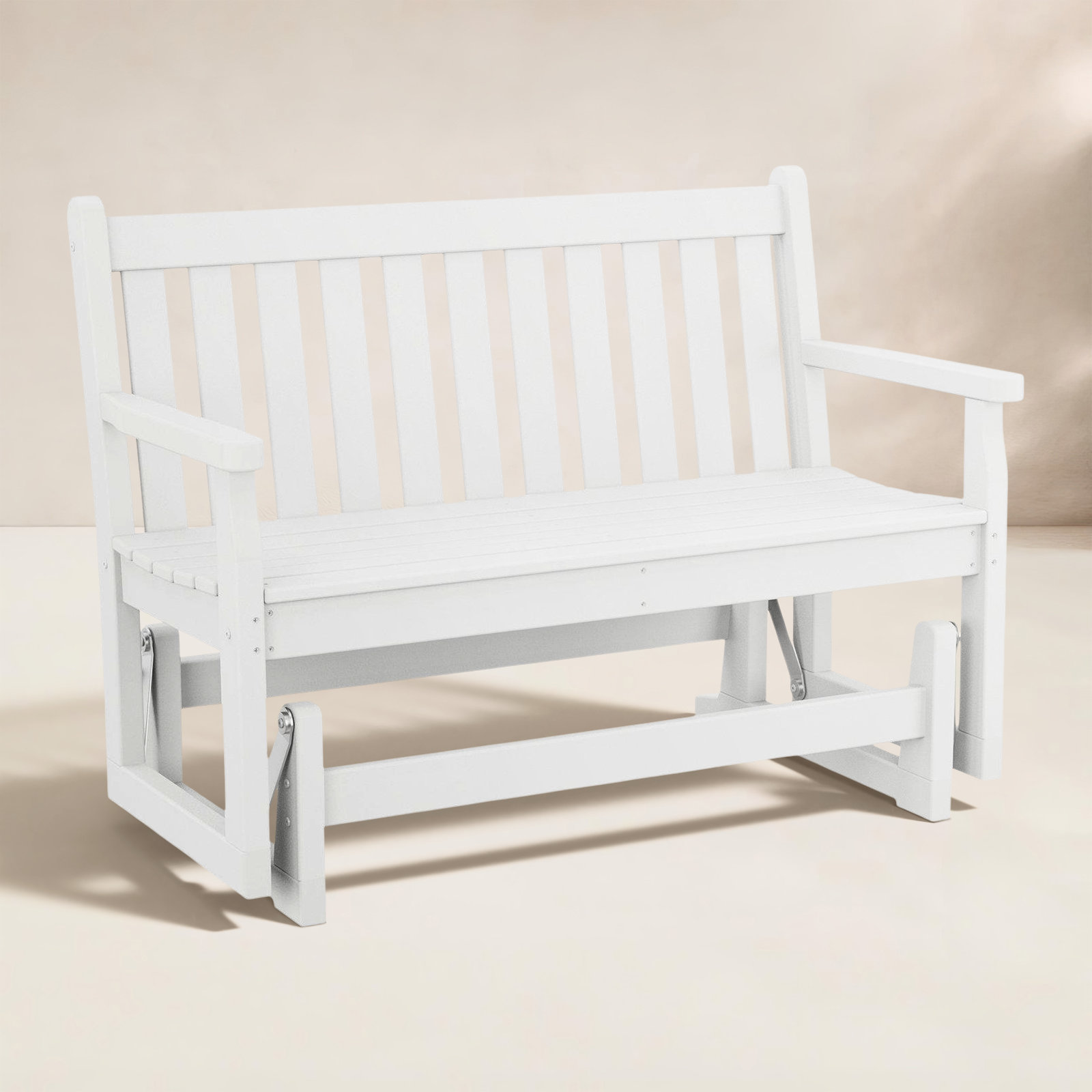 POLYWOOD® Traditional Garden 47" Patio Glider Bench, White