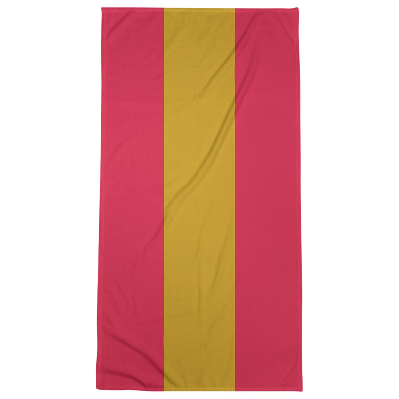 Lightweight Beach Towel, Poly/Cotton, Red/Gold/Red