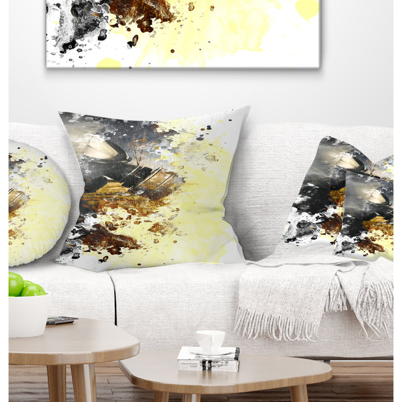 Disaster of War and Gas - Coussin imprimé abstrait, 18 po x 18 po, Coussin décoratif