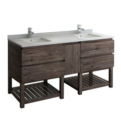 Formosa 72"" Free-Standing Open Bottom Double Sink Bathroom Vanity Sink Set -  Fresca, FCB31-301230ACA-FS-CWH-U