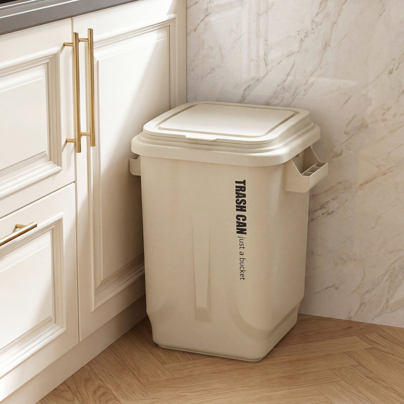 PP Kitchen Trash Can, Cream