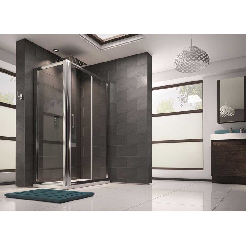 1100mm W x 1850mm H Single Added Framed Shower Door with Clear Glass