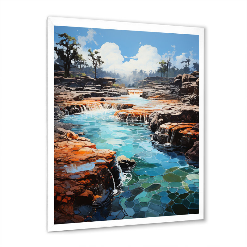 Shinde Geyser Erupting Azure Patchwork I, H 32 po x l 16 po x P 1 po, Cadre photo blanc
