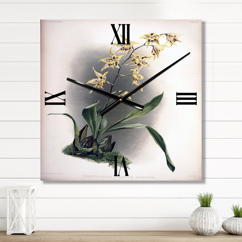 Orchidée rétro - horloge murale traditionnelle, Petit