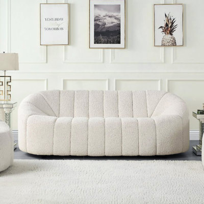 White 3 - Seat Upholstered Seating, Full Foam Arrangement, Tight & Back, Solid Wooden Inner Frame, 83 In Package Depth , Formation, Back Design, 36 Width