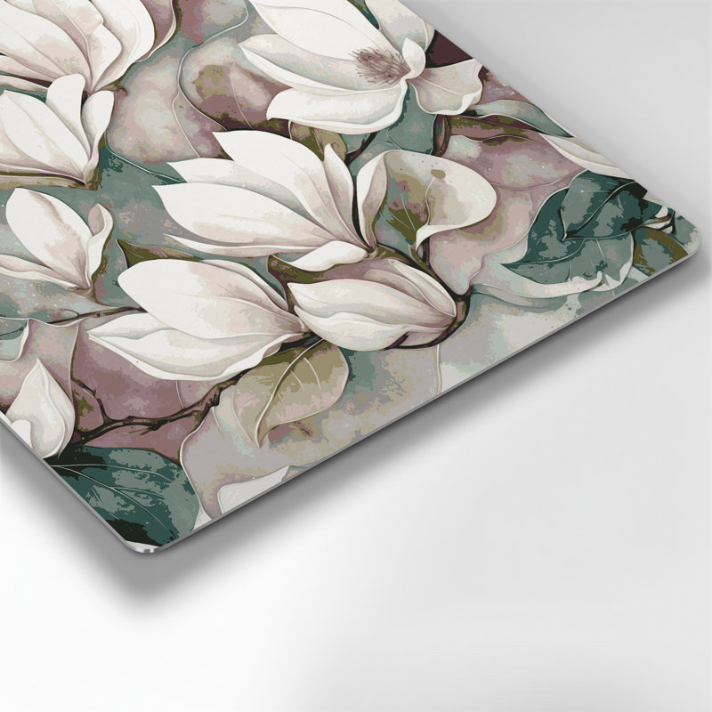 Art mural en métal botanique gris magnolia, H 384 po x l 384 po x P 0,05 po