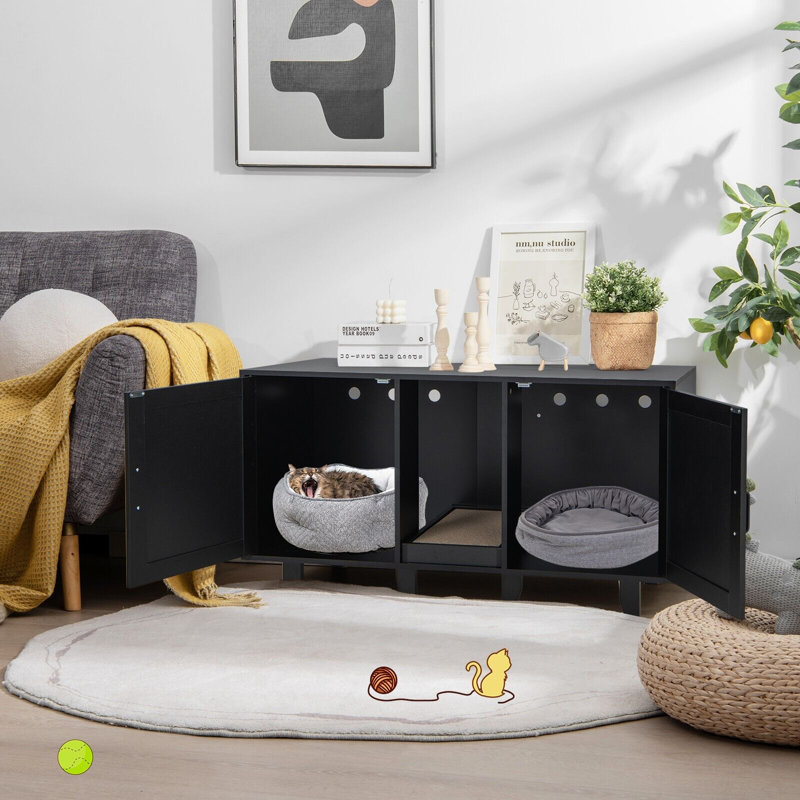 Aaliyah Enclosed Litter Box Enclosure, Black