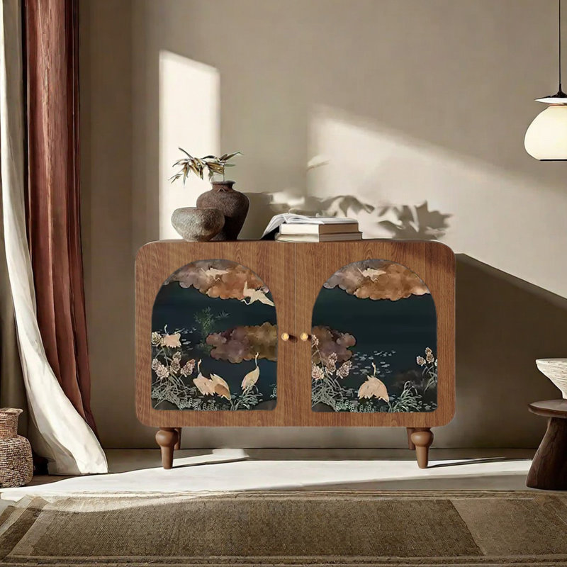 Armoire polyvalente à motif artistique, Noyer clair