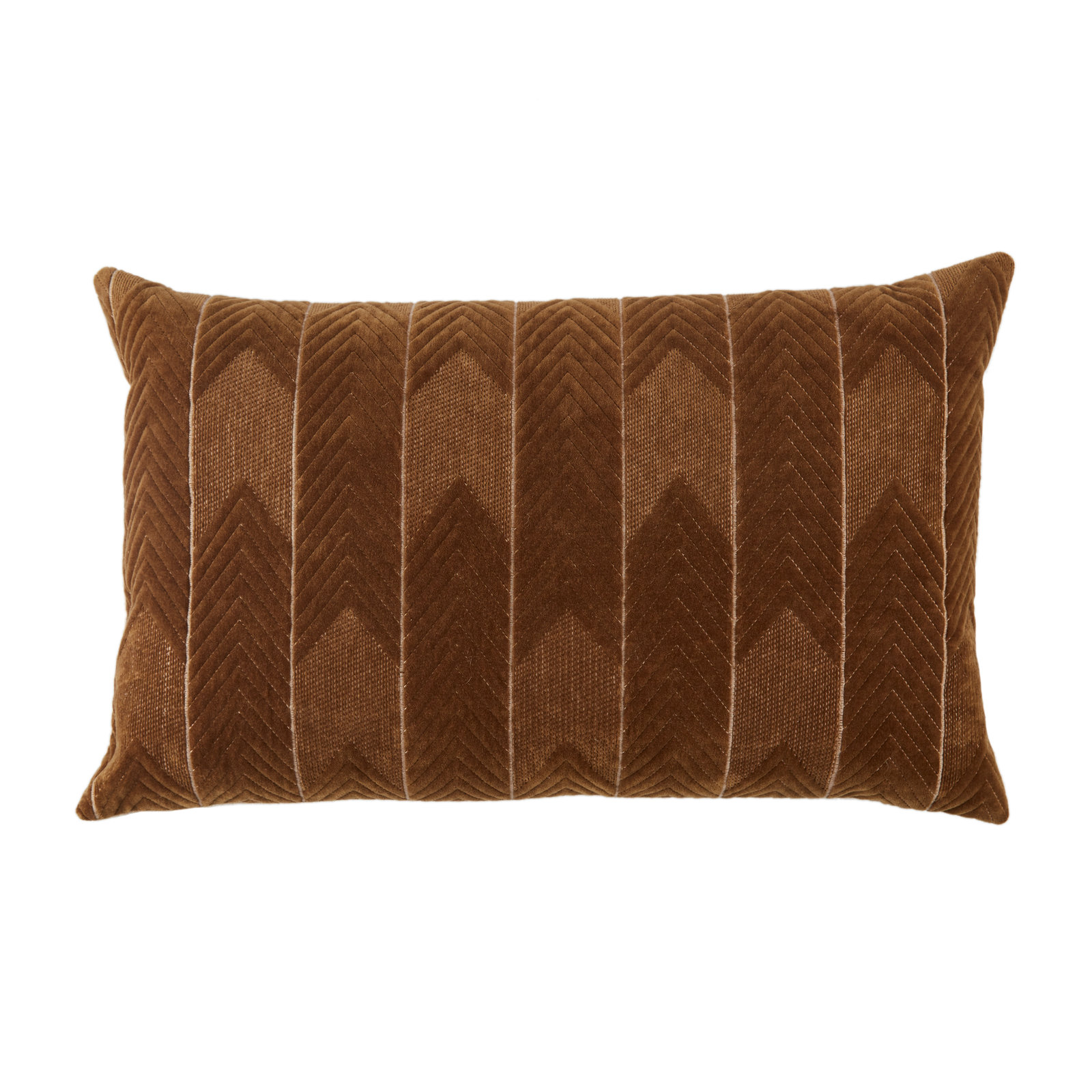 Ryans Embroidered Cotton Lumbar Throw Pillow, Pillow Cover Only - No Insert, Brown Chevron, Rectangle 13" H x 21" W