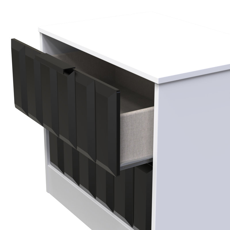 Besian 58cm W Manufactured Wood Bedside Table, Deep Black/White