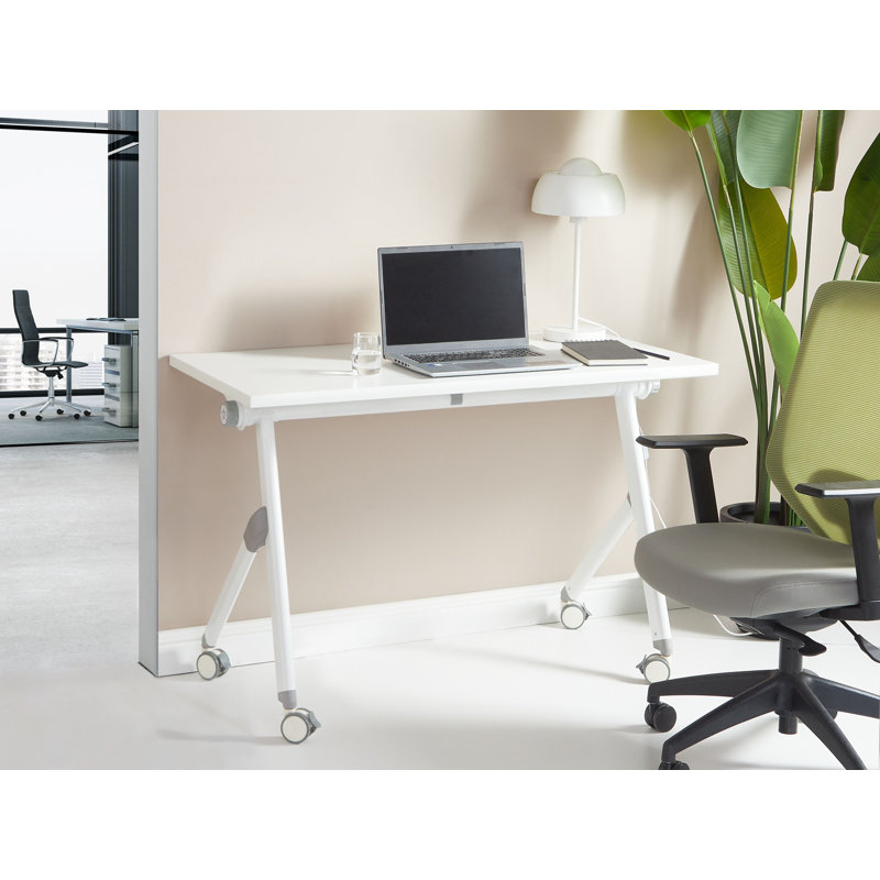 Seidule Metal Base Writing Desk, 120cm H x 60cm W, White/Black