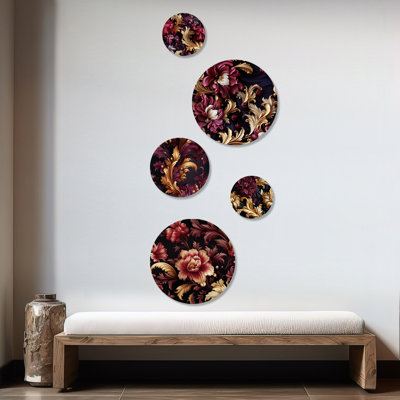 Gainsborough - Damask Bohemian Round Wall Art Set Of 5