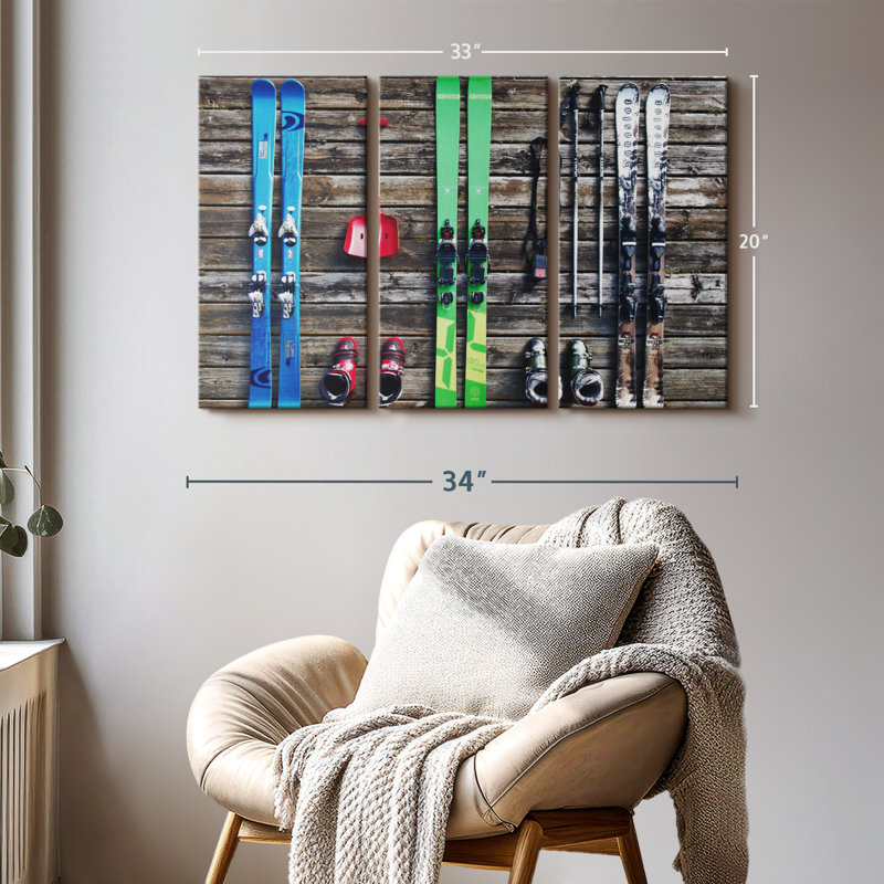 «Ski Gears», 3 pièces sur toile, H 20 po x l 33 po