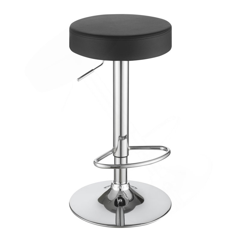 Tabouret de bar hydraulique noir et chrome réglable