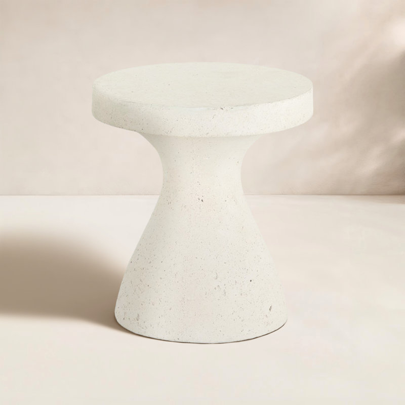 Dodger 15.75'' W Round Concrete Side Table, Textured White