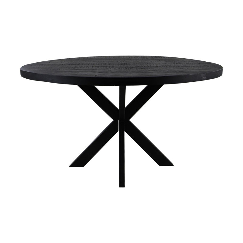 Angilina Round Wood Top Dining Table, 76cm H x 120cm L x 120cm W, Black
