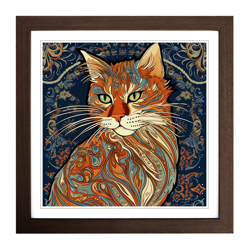 Single Picture Frame Print on Wood, Walnut Framed