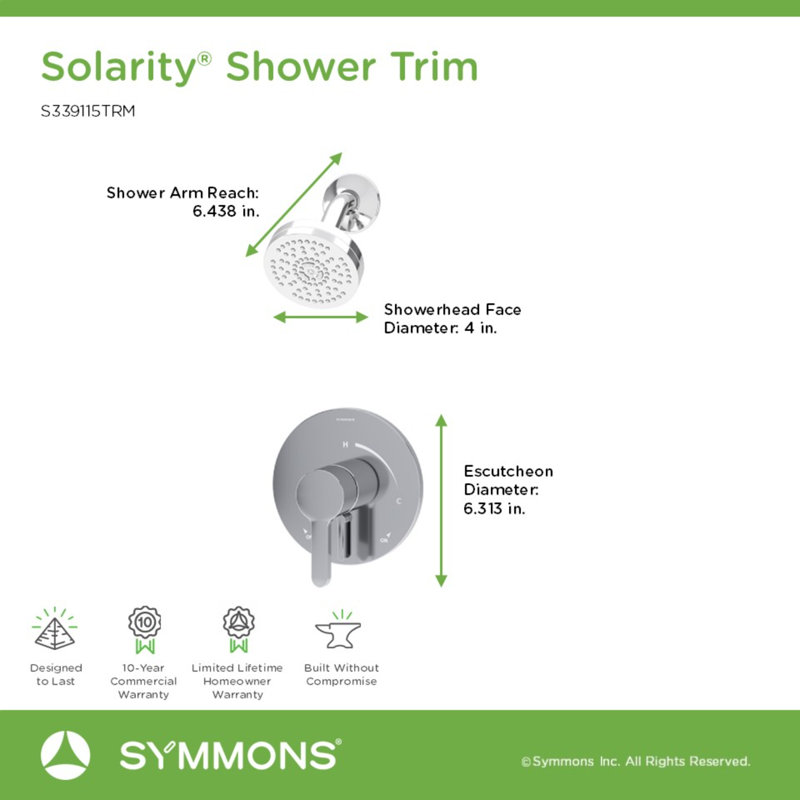 Solarity Hydromersion Single Mode Single Handle Shower Trim Kit With Volume Control, Polished Chrome