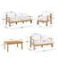 Ensemble de conversation d'extérieur en bois d'acacia 7 places avec coussins imperméables beiges