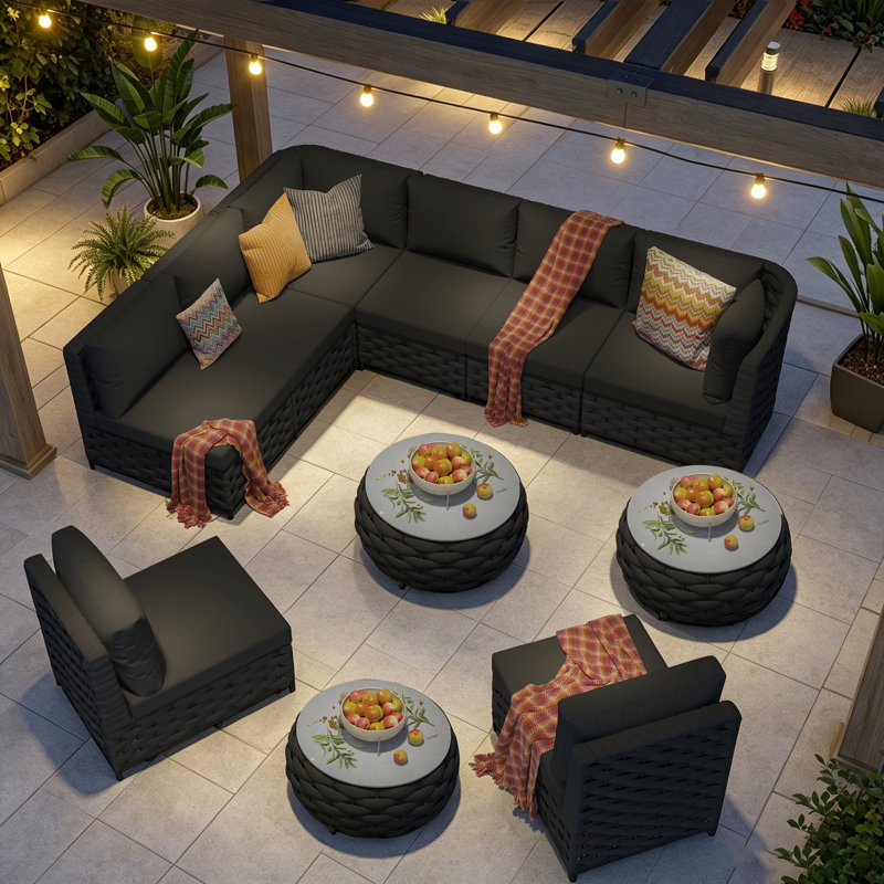 Ensemble de conversation modulaire d'extérieur 11 pièces