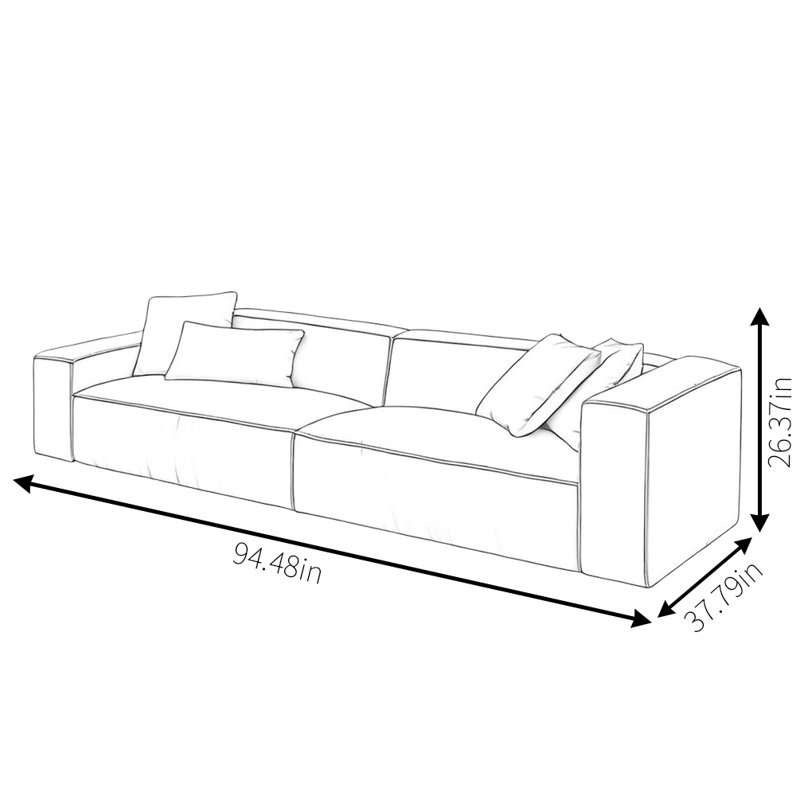 Canapé moderne simple, H 26,37 po x l 94,48 po x P 37,79 po