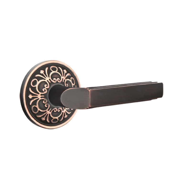 Faux levier de porte double avec rosette Milano, Droite, Bronze huilé