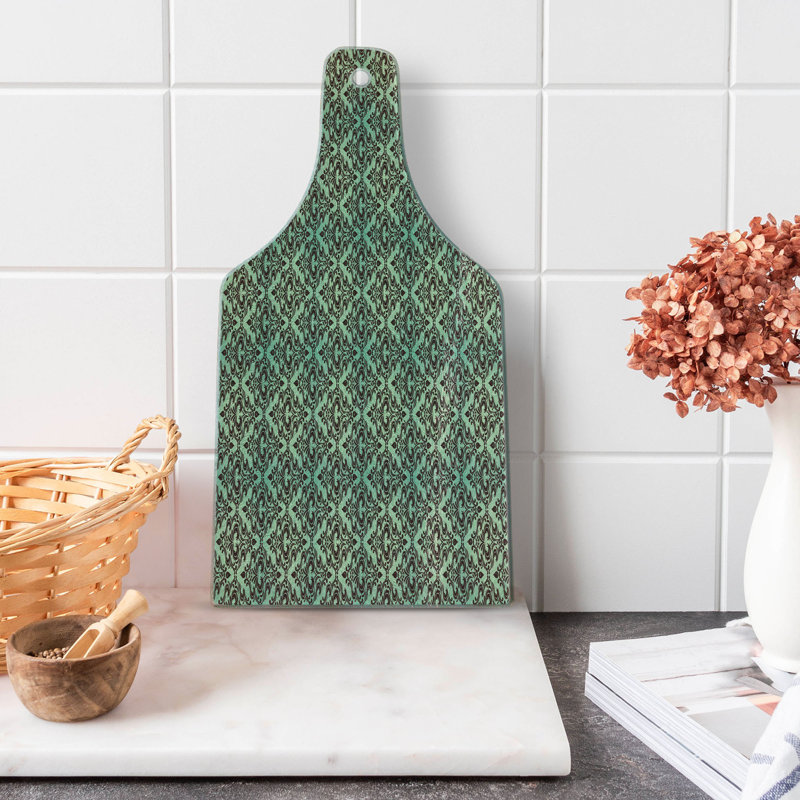 Planche à découper en verre trempé brun et vert menthe Ambesonne