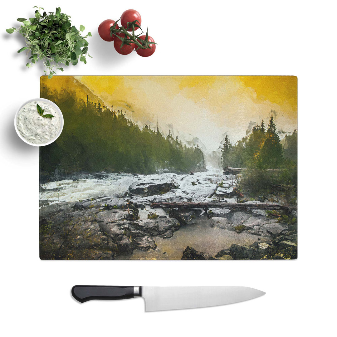 Glass Mountain Stream View in Abstract Chopping Board