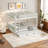 Solid Pine Wood Bunk Bed Frame with Guard Rails, Space-Saving Design, Durable MDF Construction, No Box Spring Required, Easy Assembly-1120429029