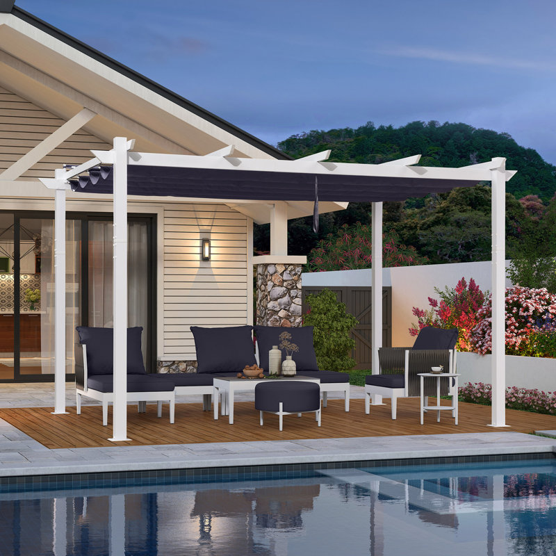 4m x 3m Aluminium Pergola, Navy Blue