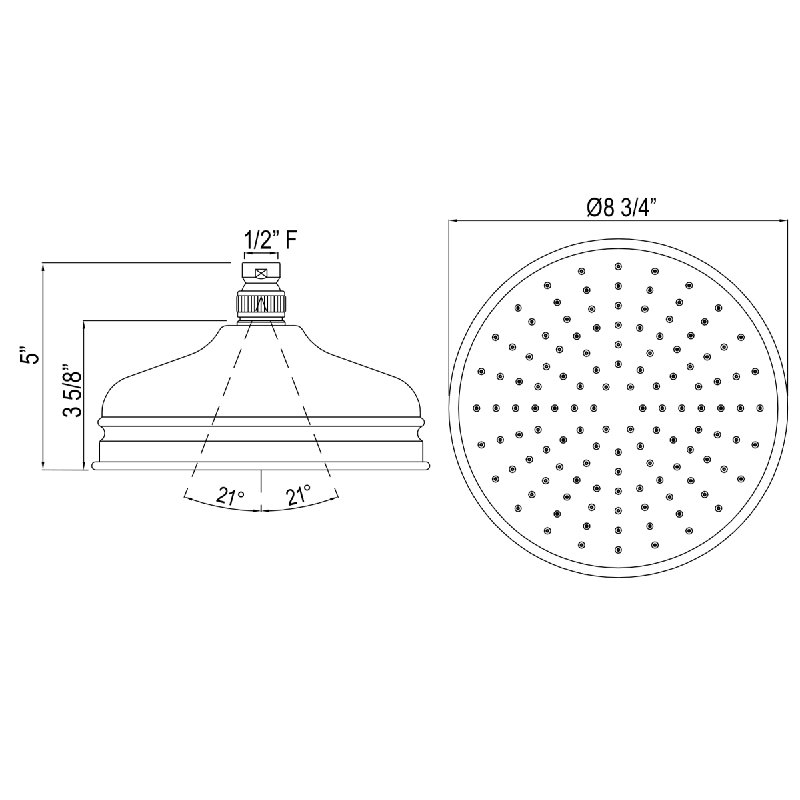 Bordano Raincan Shower Head, Polished Nickel