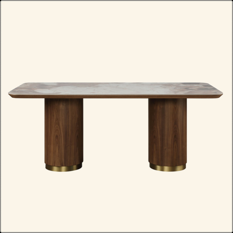 Willene Ceramic Top & Walnut Finish Dining Table