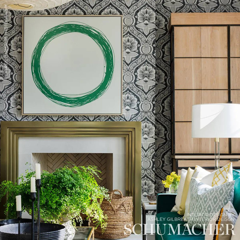 Villandry Damask Print Wallpaper, Black