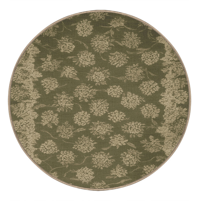 Tapis botanique brun lavable à la machine, Rond 4 pi